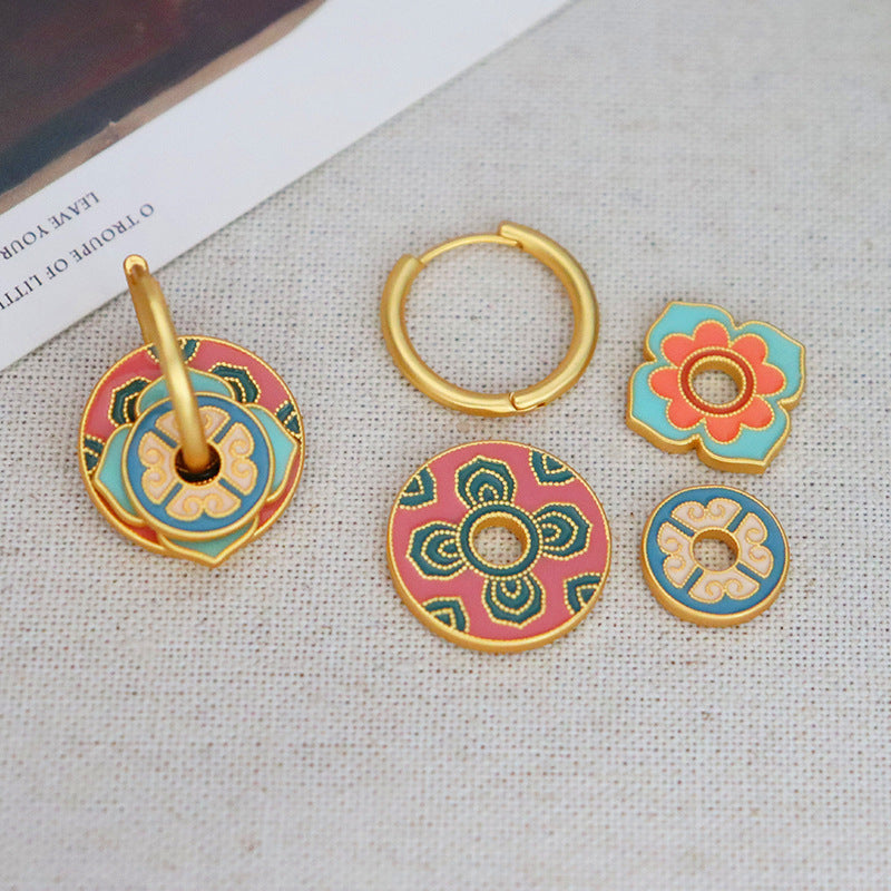 Baby Blue & Peach Color Earrings