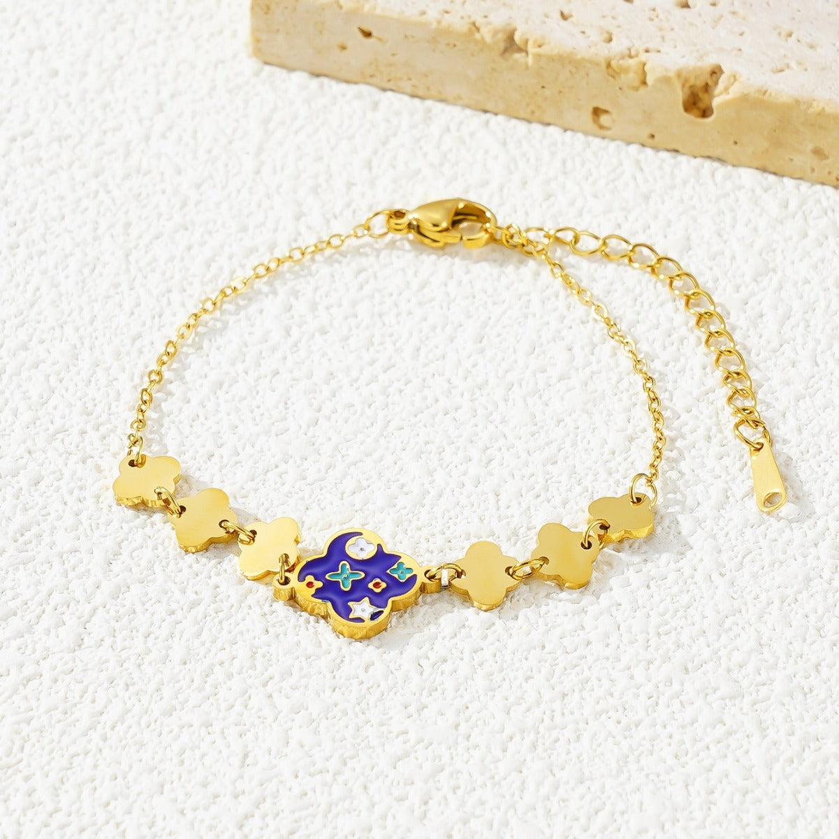 Blue Clover Layered Jewelry Set