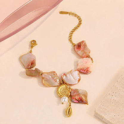 Blush Petal Seashell Bracelet – full view