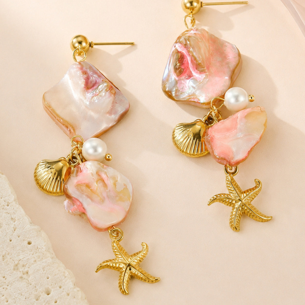 Blush Reef Earrings – single close-up detail