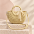 Cream woven bag with lace bow