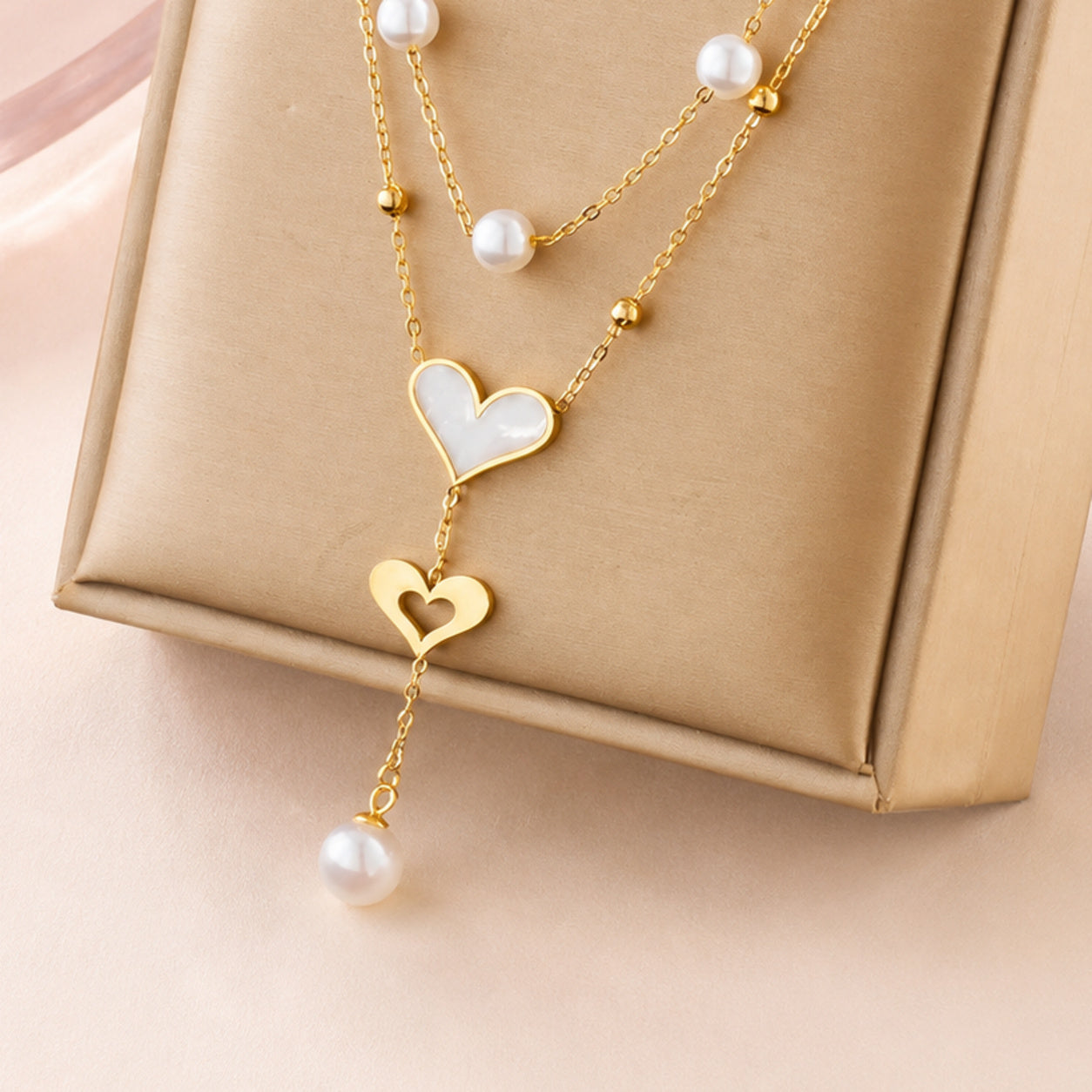 Celeste Heart Drop Necklace — detail view