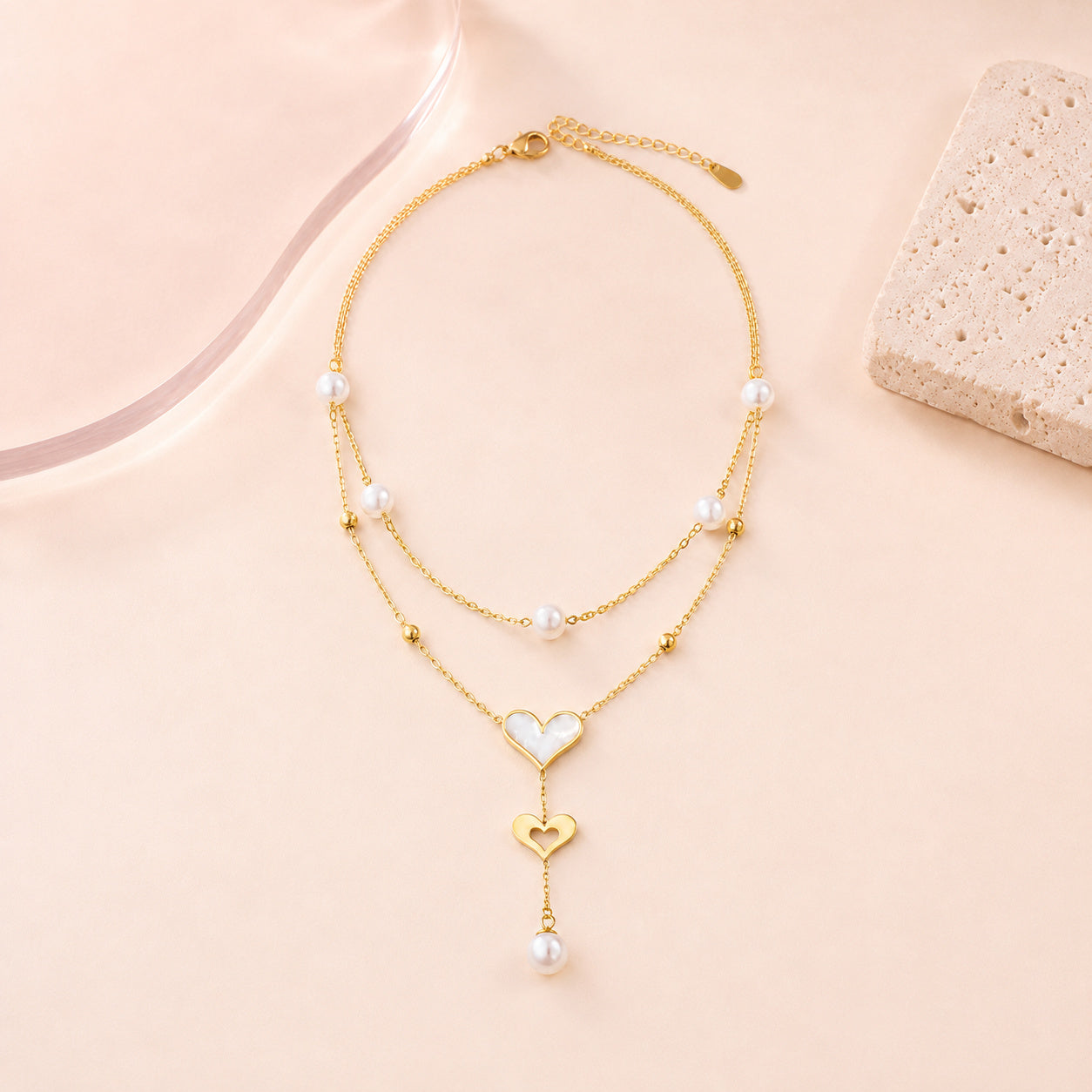 Celeste Heart Drop Necklace — complete product view