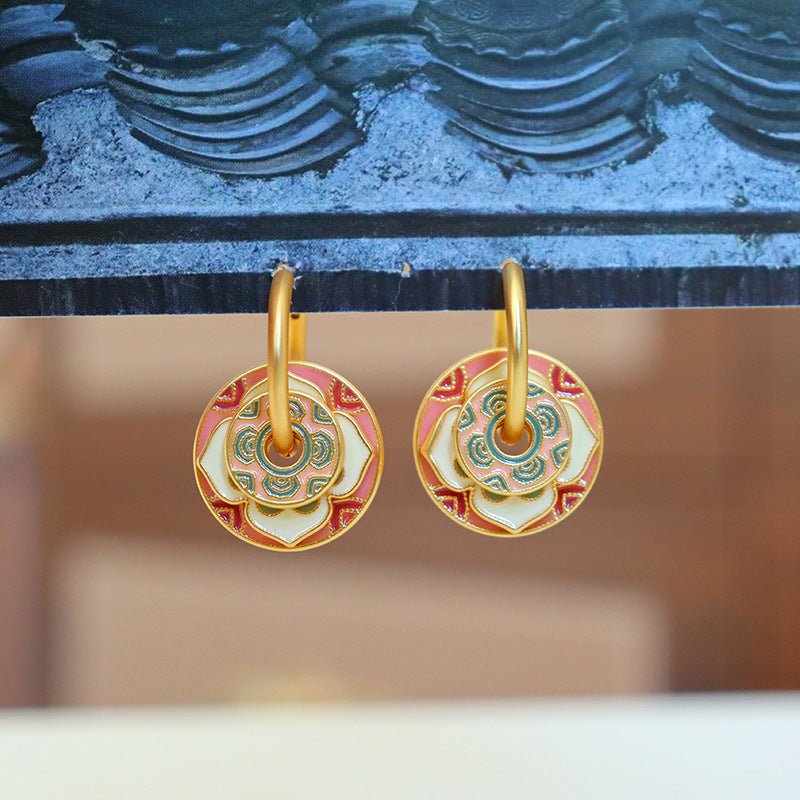 Coral & Teal Floral Earrings