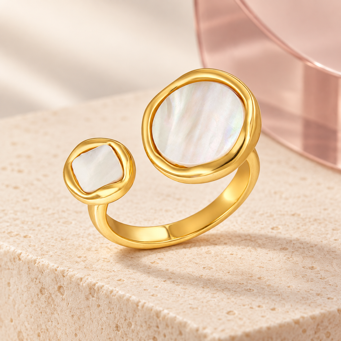 Elara Halo Mother of Pearl Ring - Bloomy