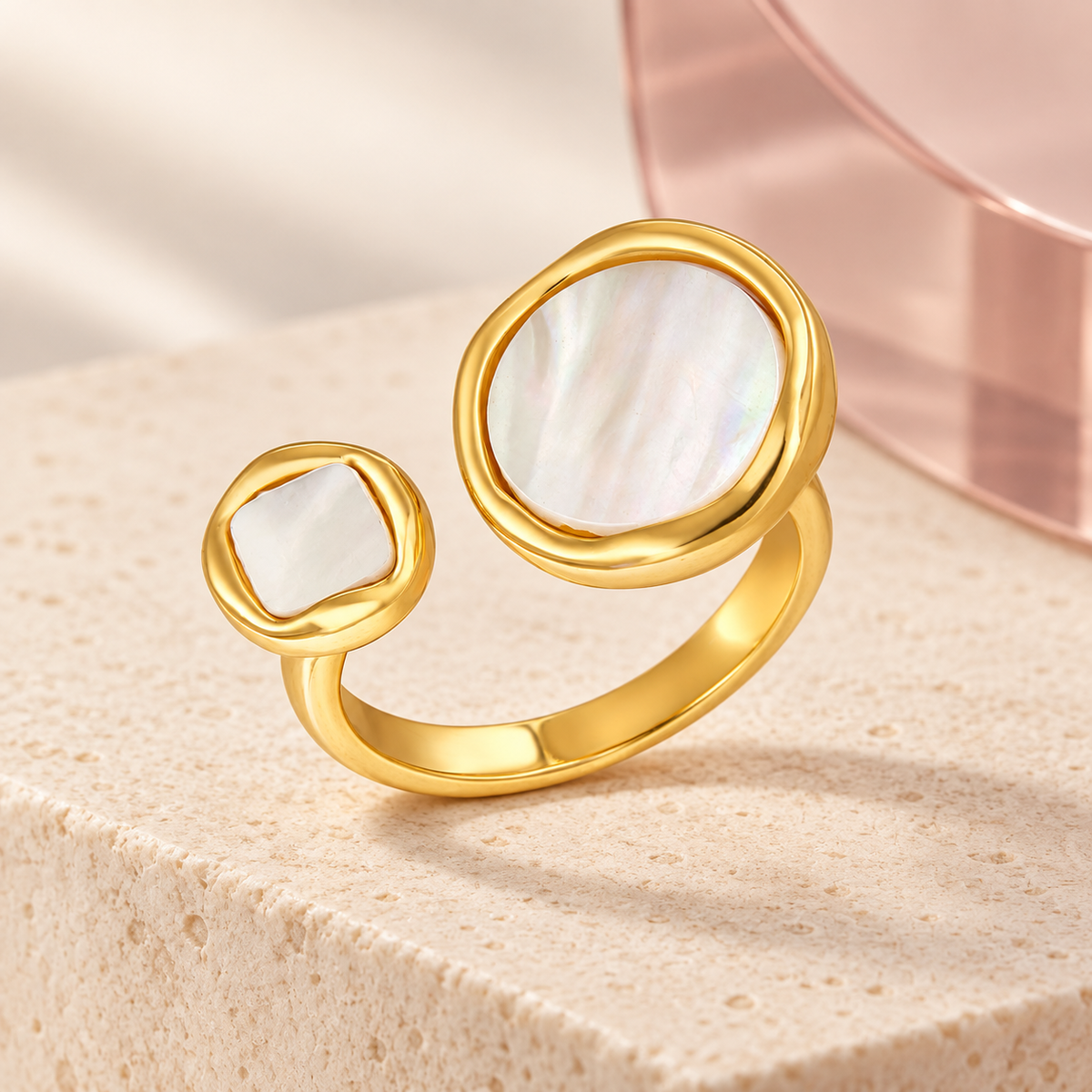 Elara Halo Mother of Pearl Ring - Bloomy