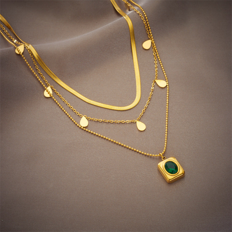 Emerald Square Charm Jewelry Set