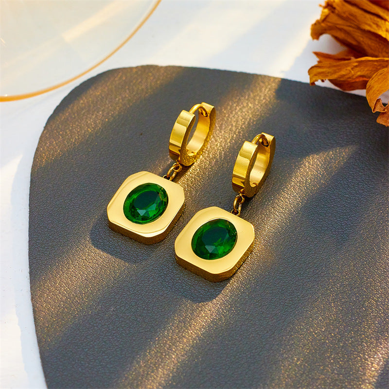Emerald Square Charm Jewelry Set