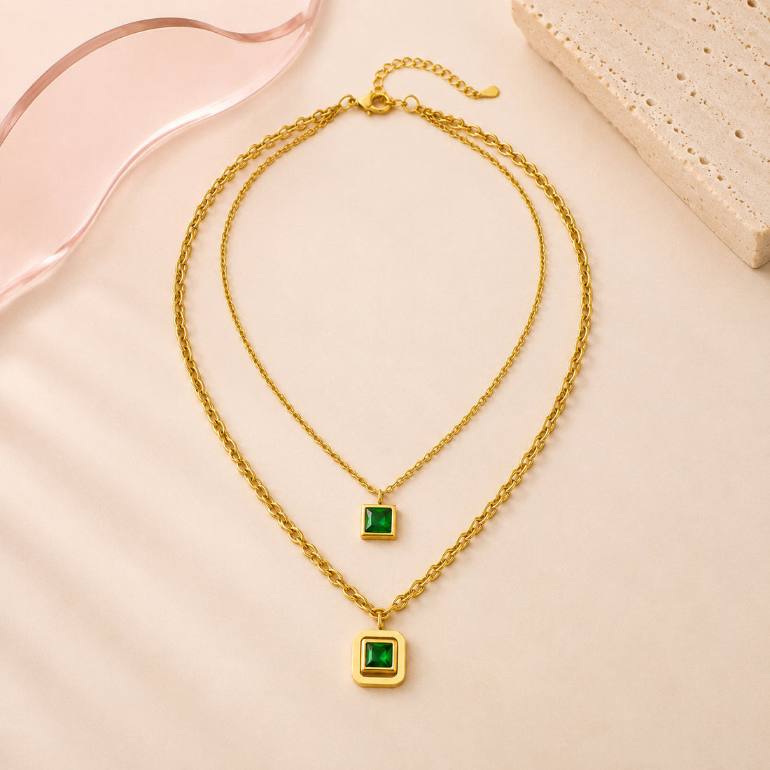 Emerald Square Necklace — complete product view