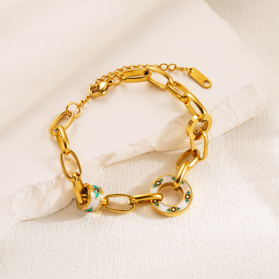 Enamel Evil Eye Chain Gold Bracelet