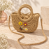 Beige floral woven bag with colourful flowers