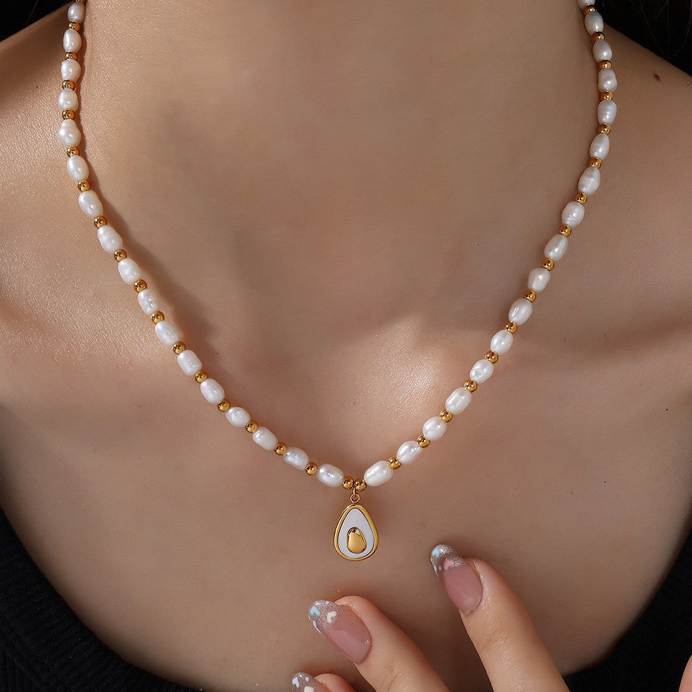 Gold Charm Pearl Necklace