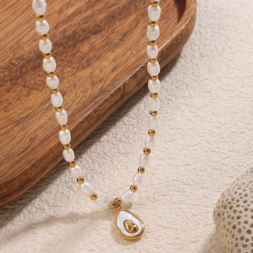 Gold Charm Pearl Necklace
