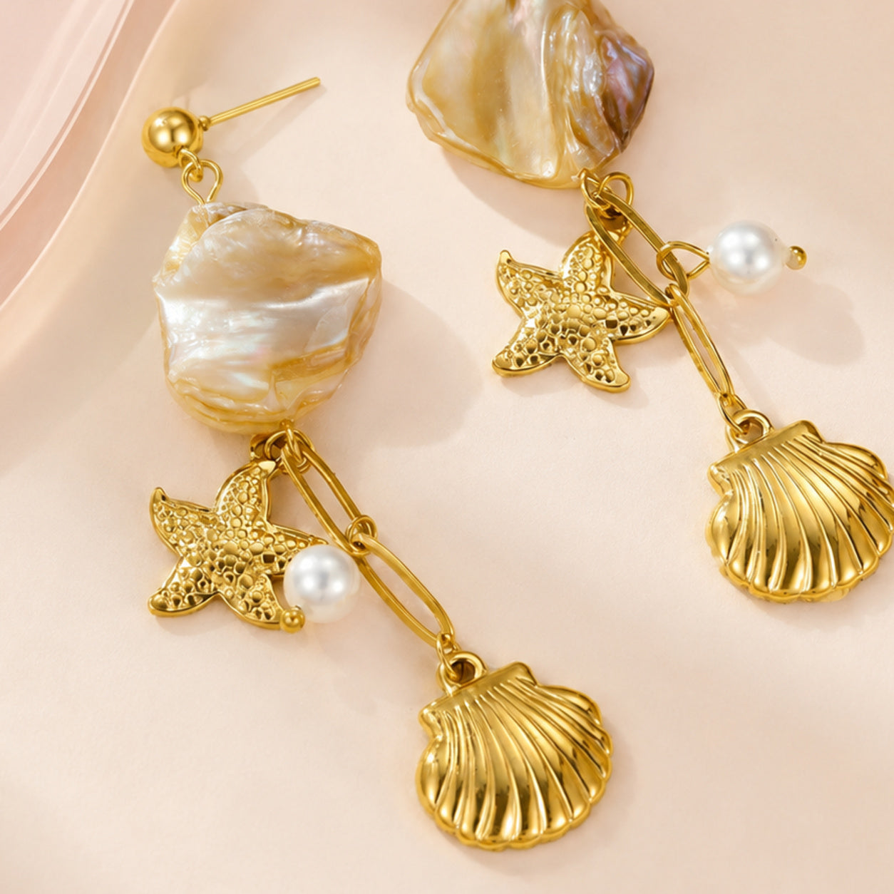 Golden Drift Earrings – single close-up detail