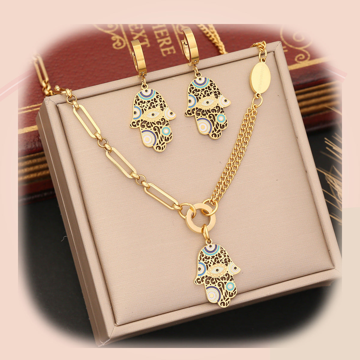 Hamsa Protection Jewelry Set — full product view