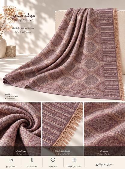 Bloomy Heritage Wave Pashmina in Dusty Mauve