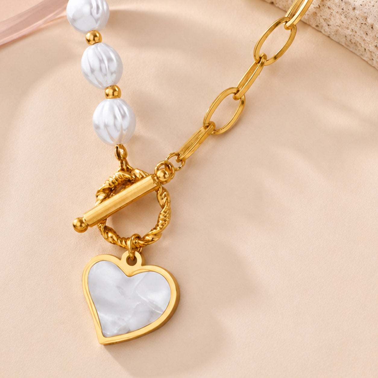 Ivory Heart Toggle Necklace — detail view