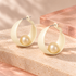 Ivory pearl hoop earrings on Bloomy ivory stone and blush acrylic