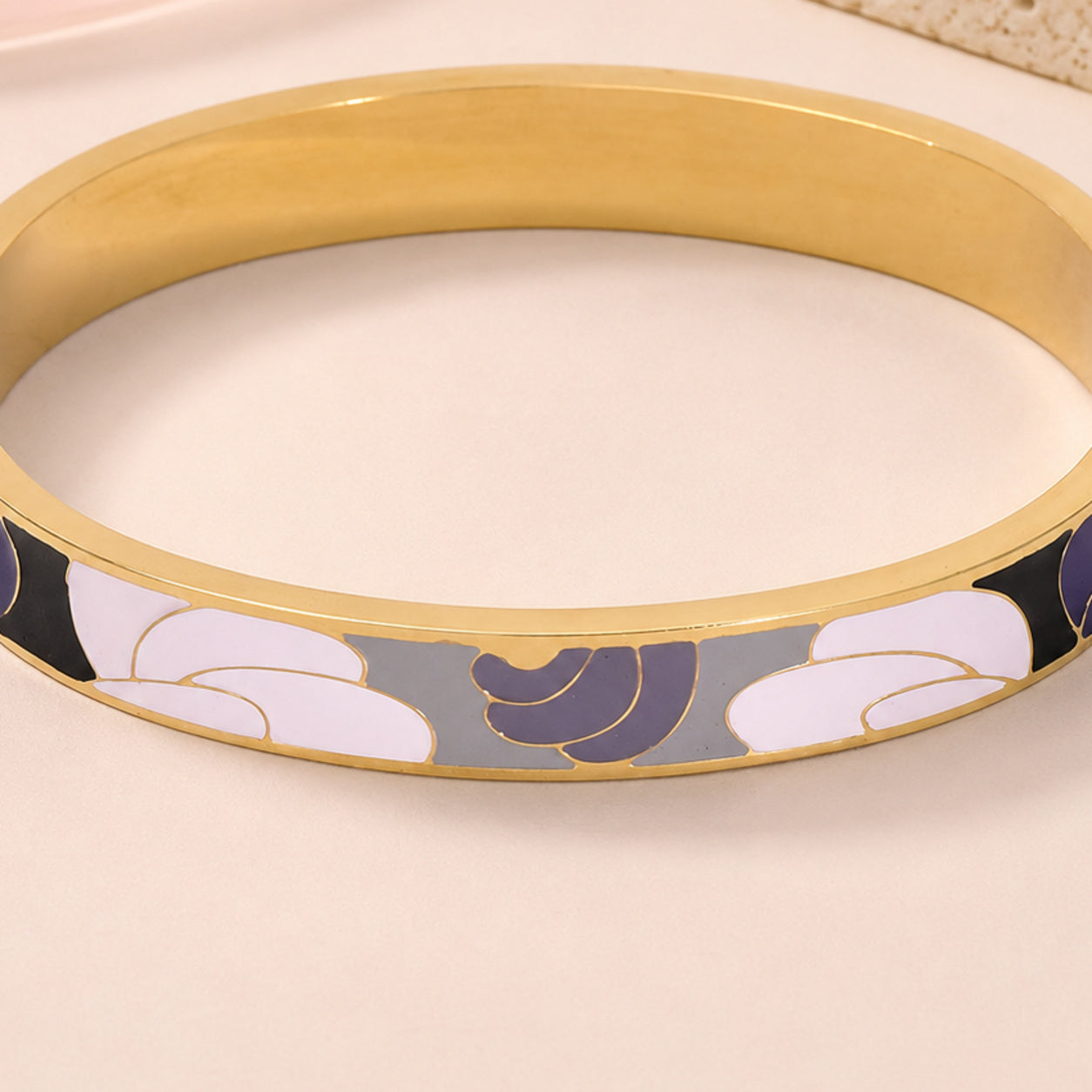 Lavender Bloom Enamel Bangle – single close-up detail