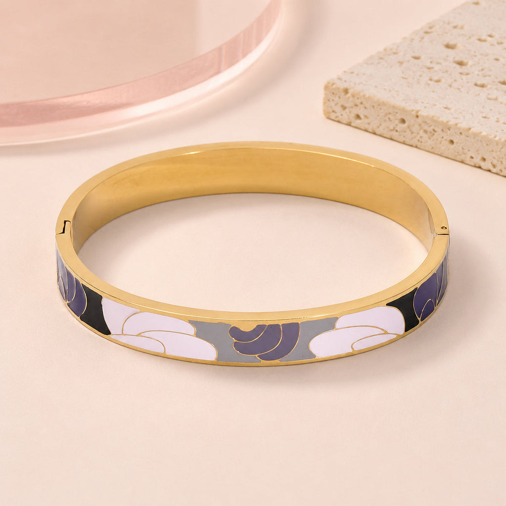 Lavender Bloom Enamel Bangle – full view