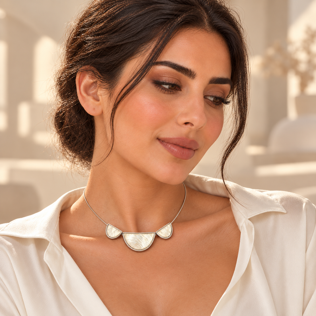 Maribar Mother of Pearl Silver-Tone Necklace worn by Mimi