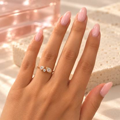 Approved Bloomy model image wearing the marquise crystal trio ring