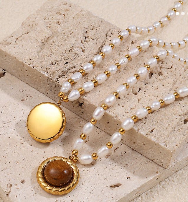 Natural Pearl Charm Necklace