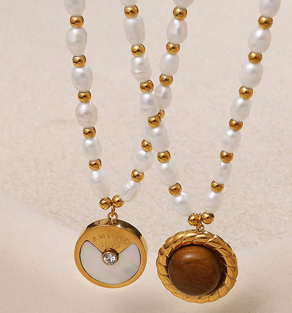Natural Pearl Charm Necklace