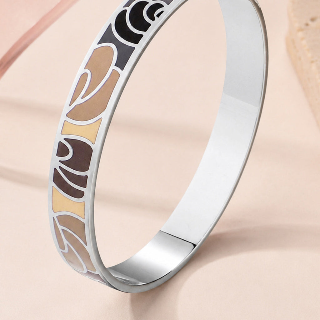 Neutral Blossom Enamel Bangle – single close-up detail