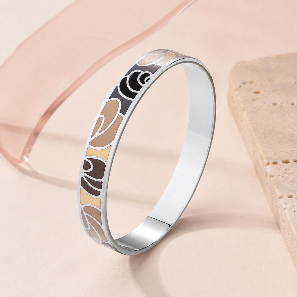Neutral Blossom Enamel Bangle – full view