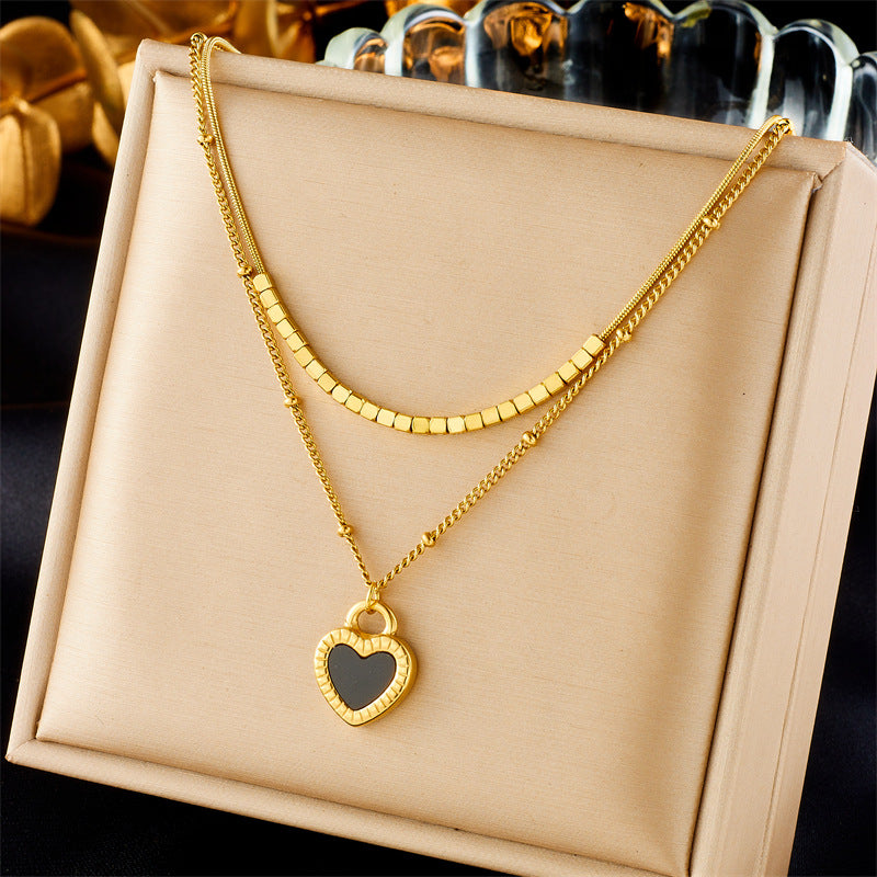 Noir Heart Layer Necklace