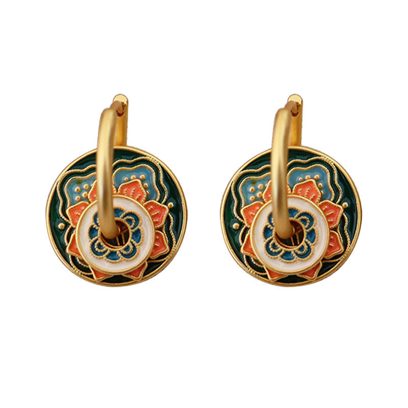 Orange & Green Flowers Earrings