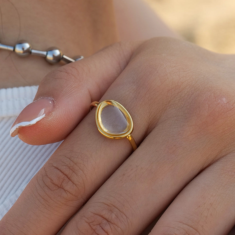 Oval Gem Adjustable Ring