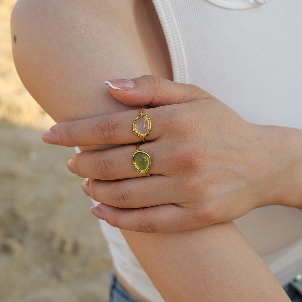 Oval Gem Adjustable Ring