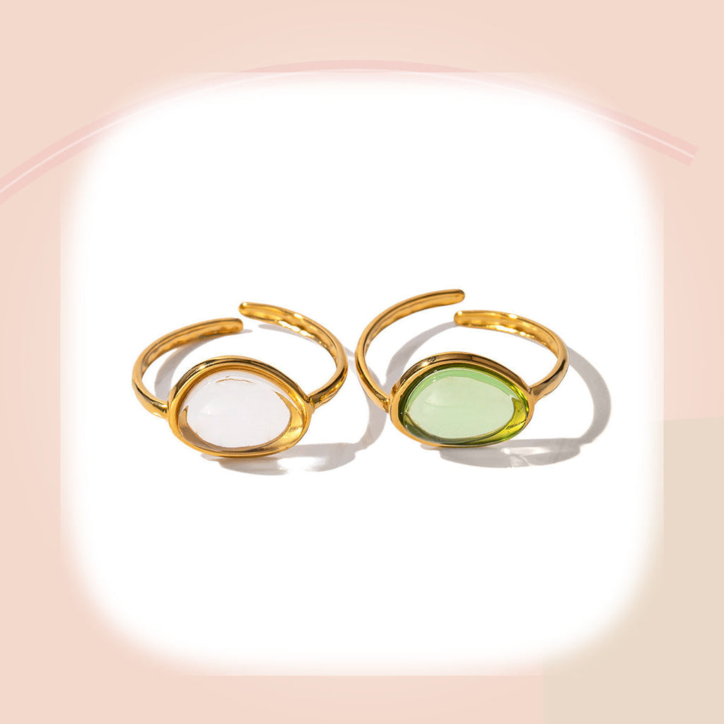 Oval Gem Adjustable Ring — full product view