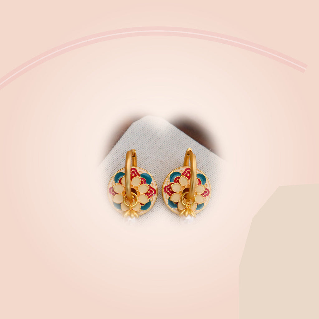 Pearl Lotus Earrings — full product view