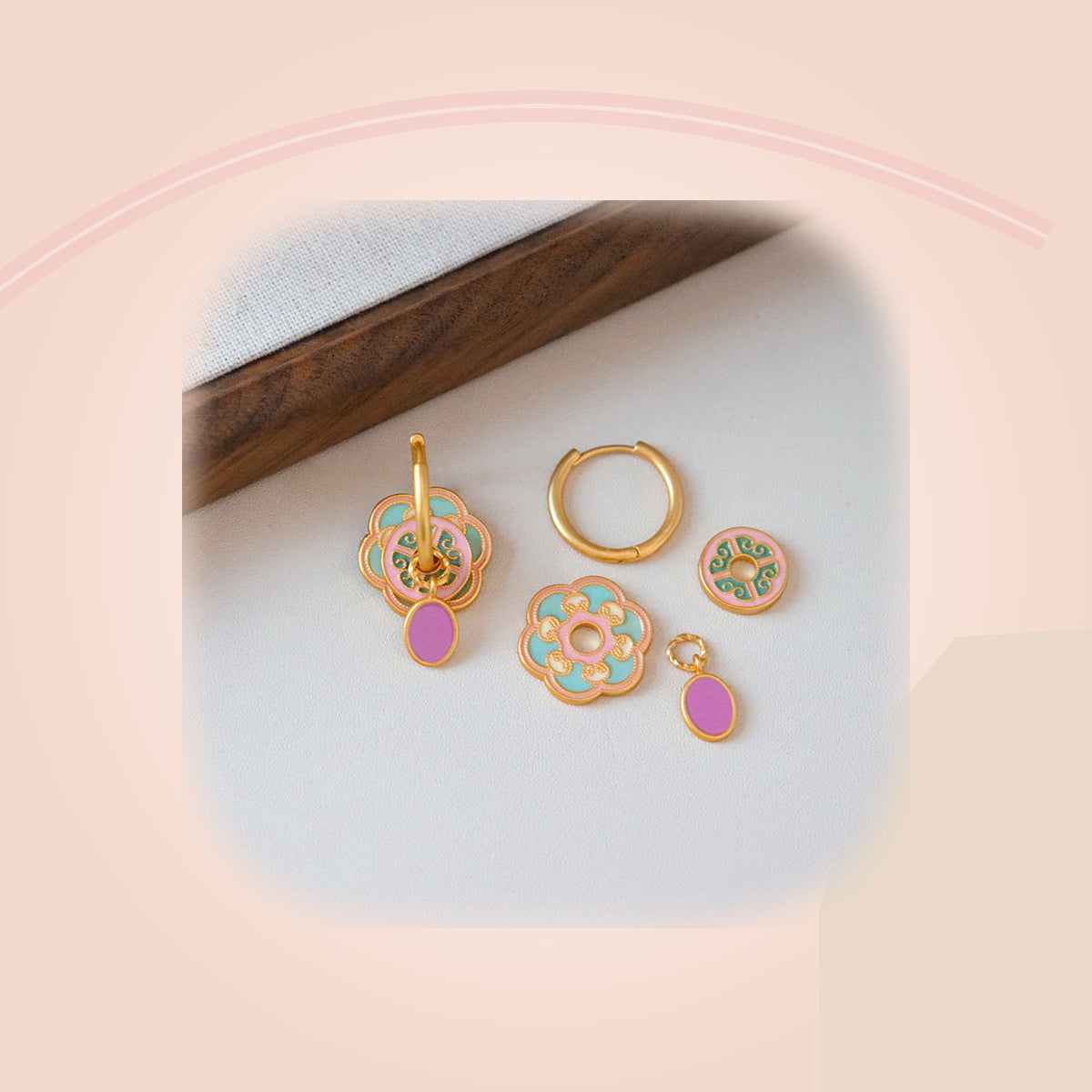Pink Orchid Earrings — full product view
