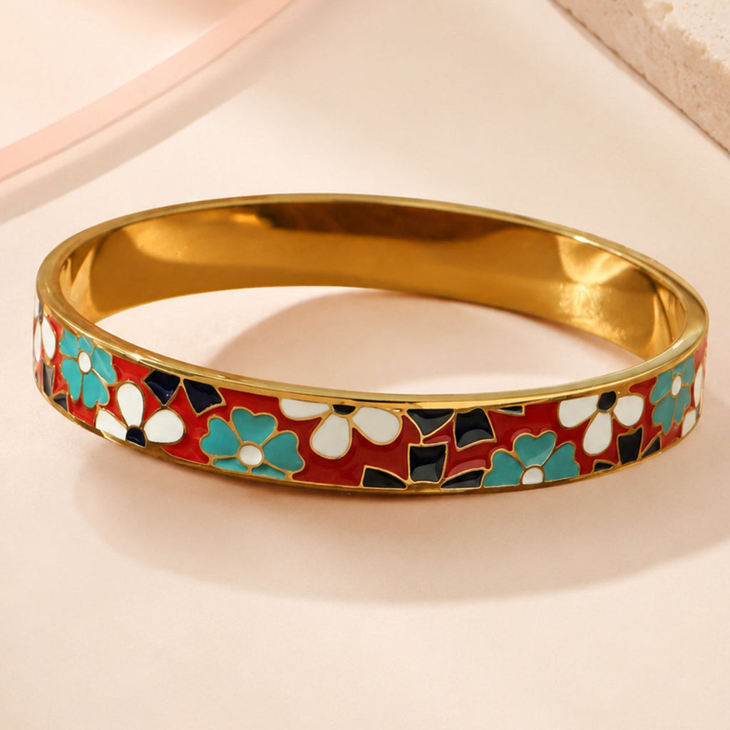 Red Mosaic Enamel Bracelet – single close-up detail