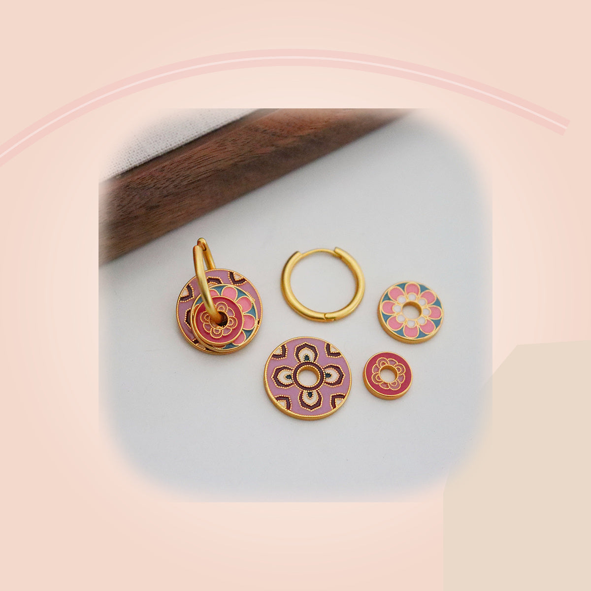 Rose Medallion Earrings — full product view