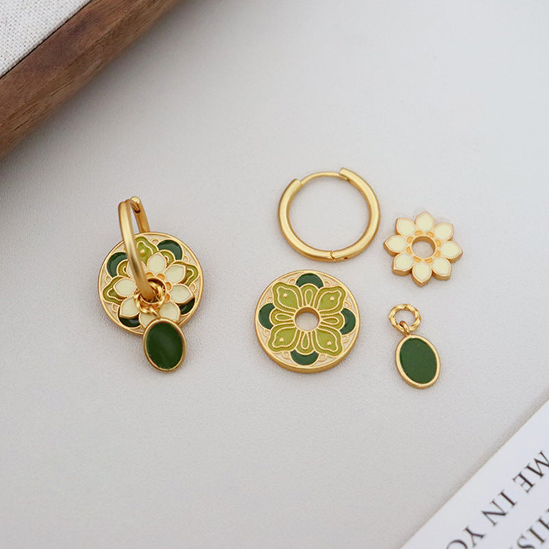 Sage Blossom Medallion Earrings