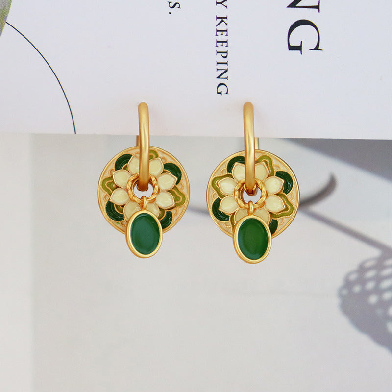 Sage Blossom Medallion Earrings