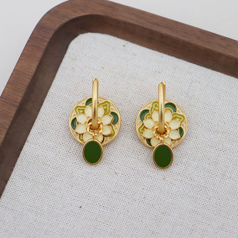 Sage Blossom Medallion Earrings