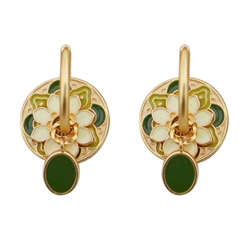 Sage Blossom Medallion Earrings