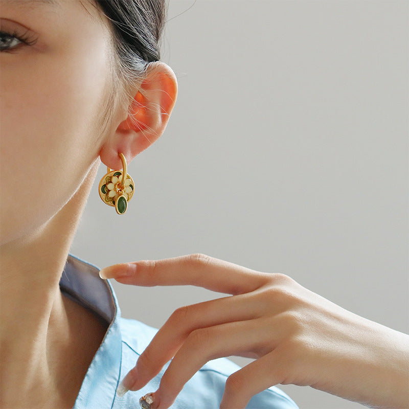 Sage Blossom Medallion Earrings