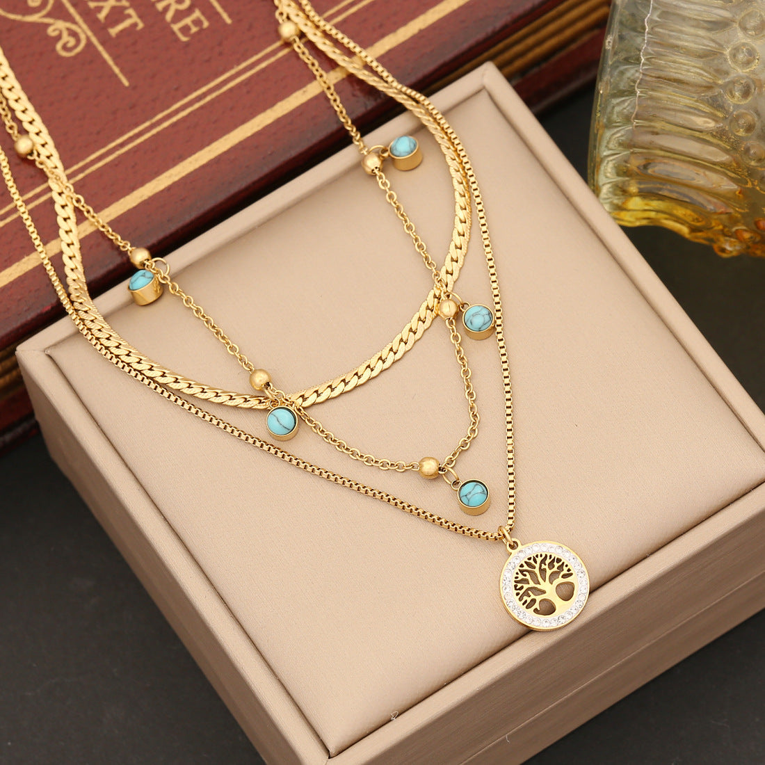 Tree of Life Turquoise Layered Jewelry Set