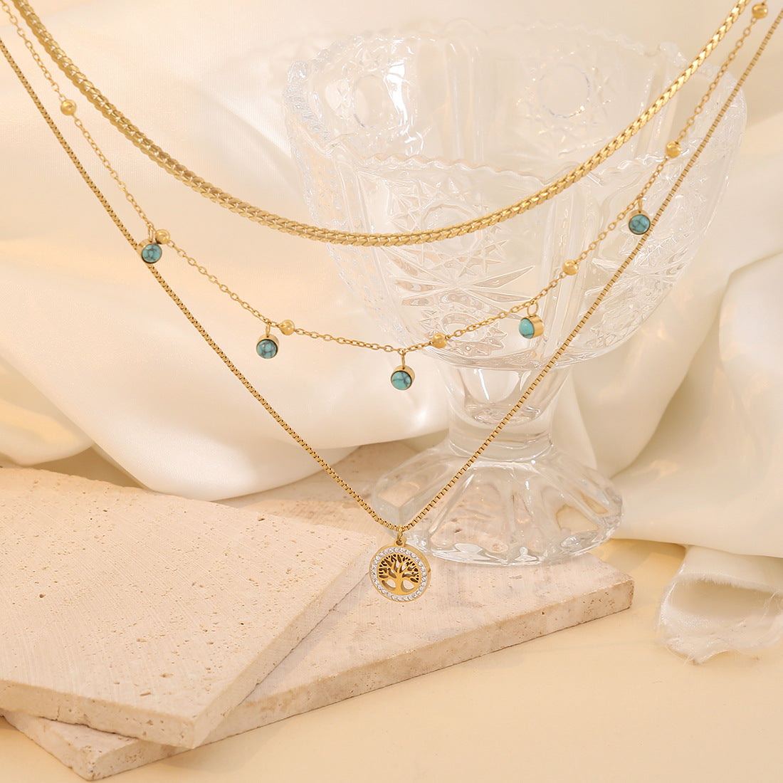 Tree of Life Turquoise Layered Jewelry Set