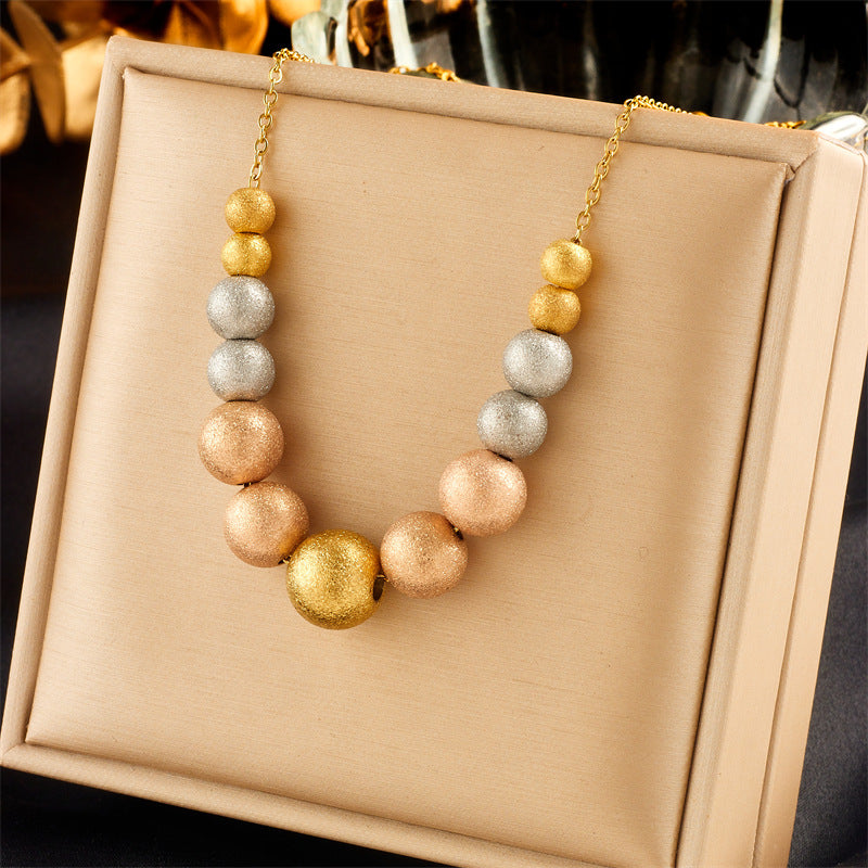 Tri-Tone Textured Bead Necklace