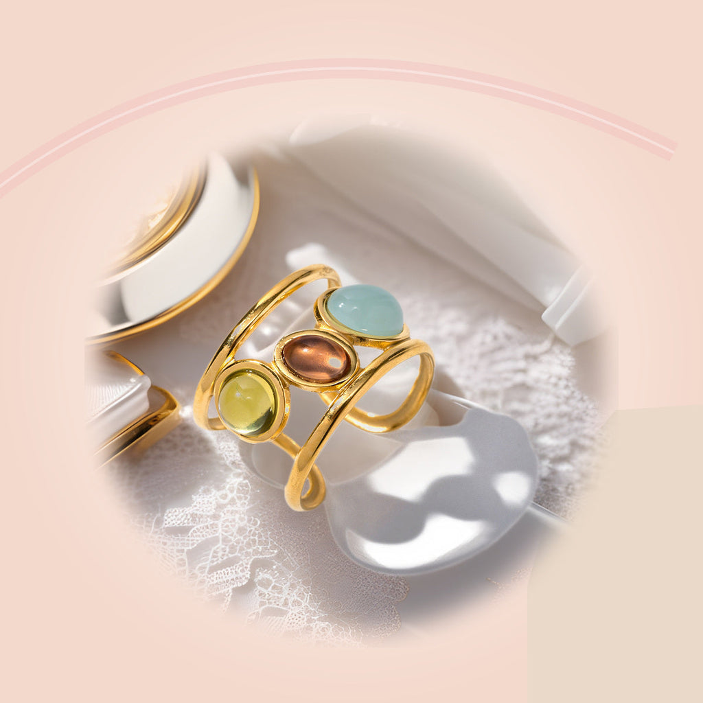 Trio Gem Open Ring — full product view