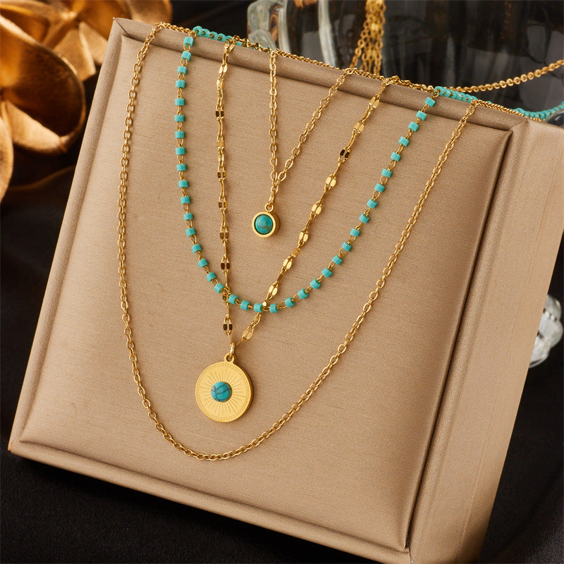 Turquoise Medallion Layered Necklace