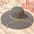 Navy blue and cream woven wide brim beach hat